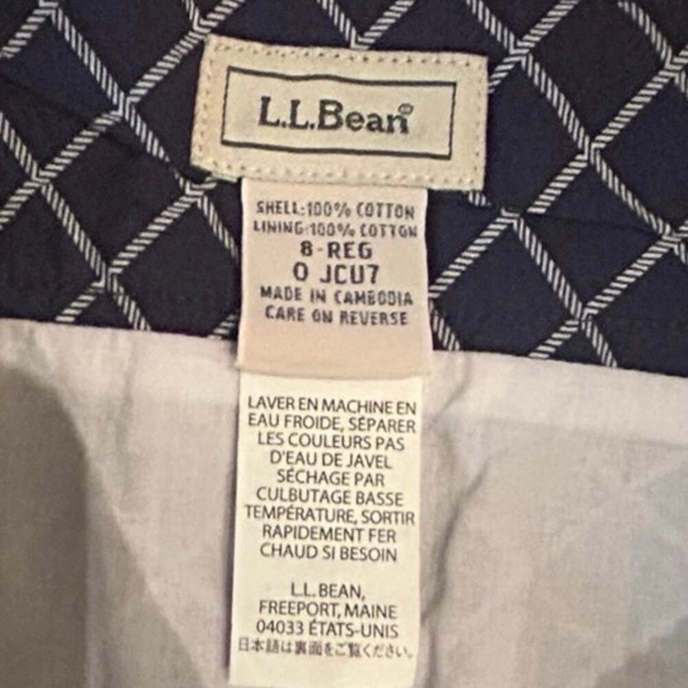 LL Bean Anchor Skirt Women 8 Navy Blue Nautical A-Line Cotton Grid Preppy Summer - Picture 4 of 5